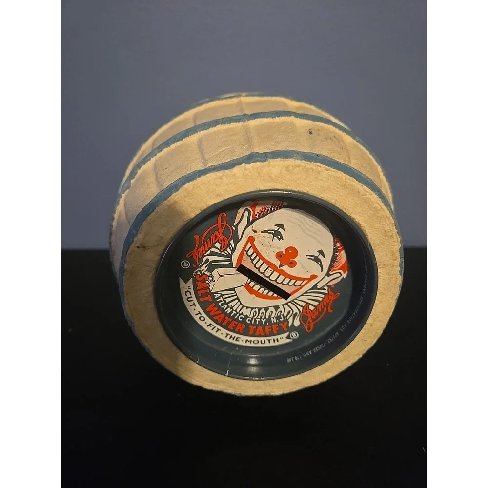 Vintage James Saltwater Taffy Coin Barrel Piggy Bank Atlantic City‎ NJ